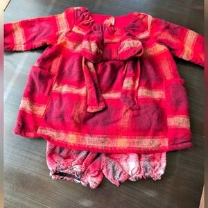 Box#27 😍 5 For #25 😍 Red Plaid Baby Dress w/ Bow & Coordinating Diaper Cover